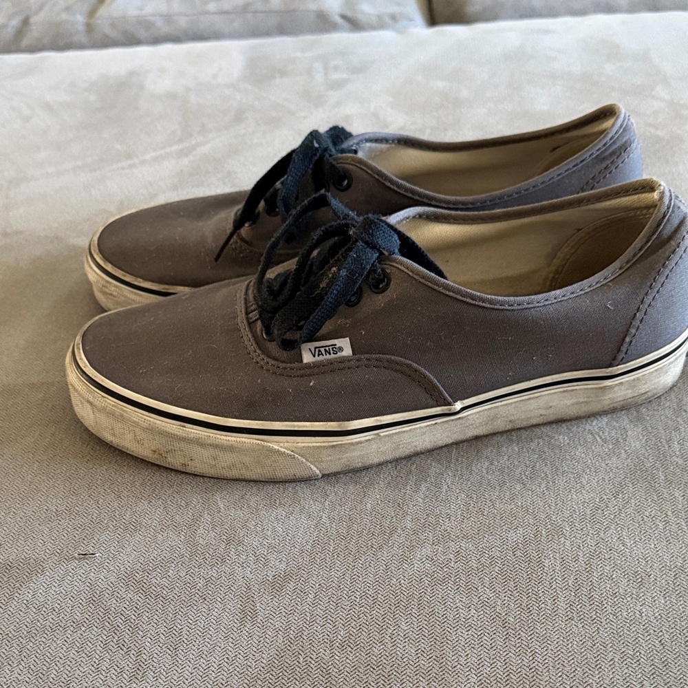 Vans Gray Canvas Low-Top Sneakers with Black Laces